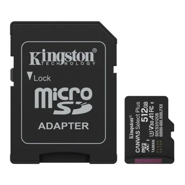 Micro SD Card 512GB Kingston + SD adapter SDCS3512GB class 10